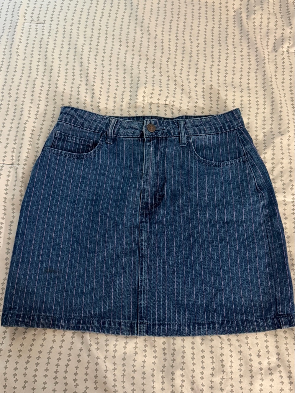 Forever 21 Blue Pinstripe Denim Mini Skirt